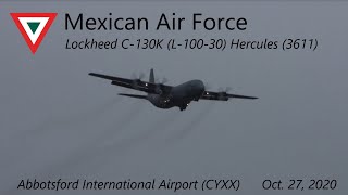 Mexican Air Force C130K landing at YXX Abbotsford Airport [upl. by Eleahcim]