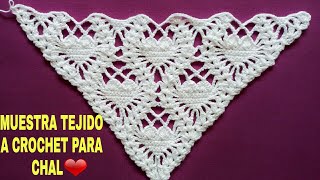 Punto a Crochet Para CHAL TutorialMuestra 2 Con Aplicación de CorazonesCrochet Shawl Pattern [upl. by Auberbach]