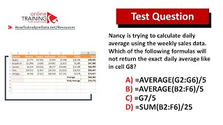 Microsoft Excel Test Which Formula will not return daily average [upl. by Macfarlane]