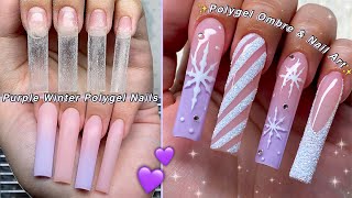 PURPLE WINTER POLYGEL NAILS💜 POLYGEL OMBRE APPLICATION amp EASY NAIL ART  Nail Tutorial [upl. by Ajiam830]