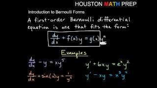 Bernoulli First Order Equations  Intro [upl. by Fruma925]