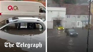 Flooding forces road closures as month’s worth of rain set to fall across UK [upl. by Hodges]