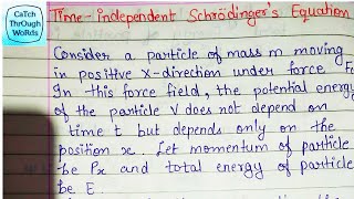 Time independent Schrodingers wave equation  BSC PHYSICS  Explanation in hindi [upl. by Asserrac]