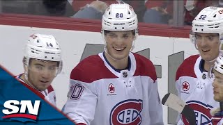 Canadiens Cole Caufield Feeds Juraj Slafkovsky With Midair Dime To Open Scoring [upl. by Egidius]