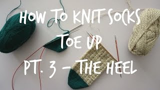 How to Knit Socks Toe Up  Part 3 German Short Row Heel [upl. by Neirb]