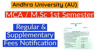 Andhra University MCA 1st semester Exam Timetable 2024 AU MCA amp MSc 1st semester Exams timetable [upl. by Lawan]