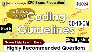 ICD10CM Specific Coding guidelines questions for CPC exam Part 6 [upl. by Lirpa618]