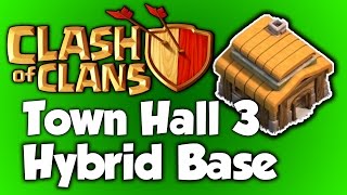 Clash Of Clans  BEST Town Hall 3 Hybrid Base th3 BEST Town Hall 3 TH3 Speed Build [upl. by Bollay835]