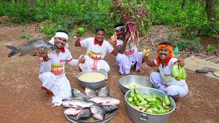 Bengali famous Sukto recipe Sorshe Katla cooking for village people  villfood Kitchen [upl. by Asirb]