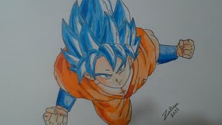 DIBUJANDO A GOKU SSJ DIOS AZUL FUKKATSU NO F [upl. by Ajaj]