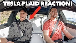 TESLA MODEL S PLAID LAUNCH REACTION Hilarious [upl. by Nasus889]