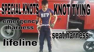 SPECIAL KNOTS KNOT TYING ESSENTIAL KNOTS EMERGENCY HARNESS LIFELINE SEAT HARNESS [upl. by Aihsem379]