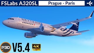 P3D v54 FSLabs A320 SL Air France  Prague to Paris  VATSIM Full flight  4K Ultra HD [upl. by Severn]