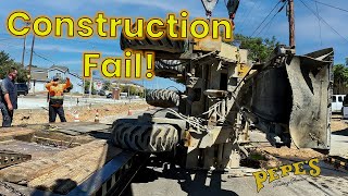 Construction Fail Machine Falls off Trailer [upl. by Chi]