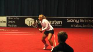 Sabine Lisicki amp Samantha Stosur double service game  Porsche Tennis Grand Prix 2011 [upl. by Assirrec]