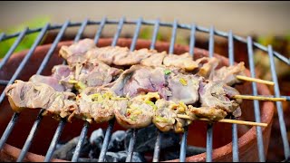 Thai Street Food BBQ  Chicken Liver Heart Giblet Recipe  Thai Chicken BBQ Recipe 🇹🇭 [upl. by Starlin364]