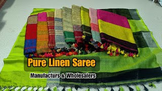 Organic Pure Linen Sarees With Price Pure Linen Sarees  Manufacturers amp Wholesalers [upl. by Mariko]