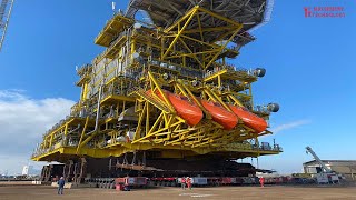 The Load Out Of A 12733 Tons Offshore Platform  Transport Incredible Heavy Equipment [upl. by Fenton]