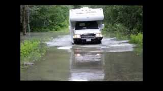 In high water on the Exstew River with the 4x4 Triple E RV [upl. by Fabria]