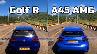 Forza Horizon 5 Volkswagen Golf R vs MercedesBenz A 45 AMG  Drag Race [upl. by Elokin]