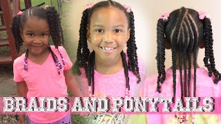 Beads  Braids and Ponytails  Hairstyle for Girls ▸ Kids Natural Hair [upl. by Aneeg649]