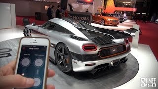 Koenigsegg One1 Wing and Suspension Control from iPhone App [upl. by Deth]