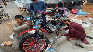 Assembling 200cc 2 Wheels Electric Bike in Afghanistan [upl. by Llerahc791]