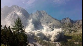 Rock Avalanche in Switzerland debris flow in Bondo Piz Cengalo mountain Val Bregaglia [upl. by Baudoin]