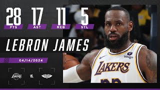 LEBRON JAMES DISHES 17 AST IN MONSTER TRIPLEDOUBLE vs Pelicans 😤  NBA on ESPN [upl. by Iah]