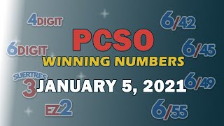 P138M Jackpot Ultra Lotto 658 EZ2 Suertres Lotto 642 and Superlotto 649  January 5 2021 [upl. by Nage]