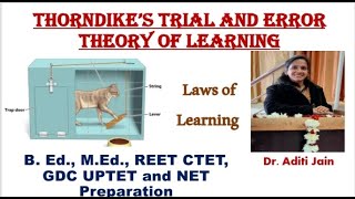 Thorndike Theory of Learning Thorndike ka siddhant Laws of learning Trial and Error Theory NET [upl. by Katzman]