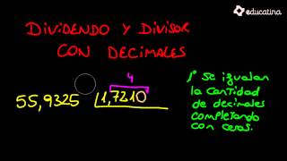 Divisor y dividendo con decimales  Aritmética  Educatina [upl. by Hillman577]