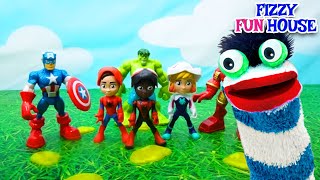 Fizzy Plays with Spidey and Superheroes  Fun Videos For Kids [upl. by Solrak]