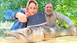 cooking a huge fish for the whole family  life in beautiful village [upl. by Horatio]