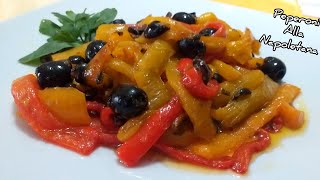 PEPERONI IN PADELLA CON CAPPERI ED OLIVE NERE RICETTA MOLTO FACILE [upl. by Anwahsit]