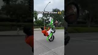 Learning how to wheelie dirtbike wheelies shorts kx450 [upl. by Inalaeham]