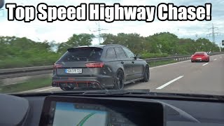 Top Speed Autobahn Chase 750HP Audi RS6 vs 800HP Porsche 911 Turbo S vs 450HP BMW M2 [upl. by Yung]