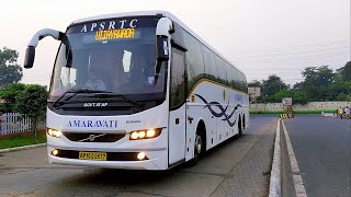 VOLVO B11R ENTERING NATIONAL HIGHWAY 16  AMARAVATI BUS OF APSRTC  VISAKHAPATNAM DEPOT [upl. by Aire446]