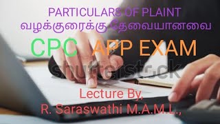 PARTICULARS OF PLAINT  CPC APP EXAM  EXPLANATION IN TAMIL [upl. by Enautna693]