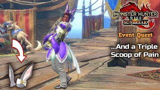 Lagombi Ears layered armorAnd a Triple Scoop of Pain Event Quest  Monster Hunter Rise Sunbreak [upl. by Burlie]