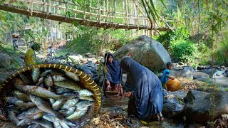 Nyari ikan ramerame ikan di sungai melimpah  Marak Lauk ngaliwet bareng keluarga  Hidup di Desa [upl. by Aigroeg270]