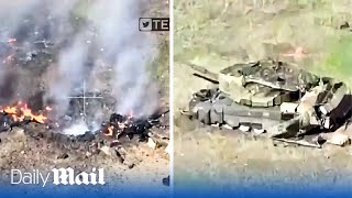 Russian tanks wiped out in precision strikes by Ukrainian FPV drones [upl. by Chadabe]