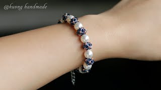 Beaded bead bracelet tutorial [upl. by Anoynek937]