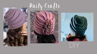 Amazing easy make a winter hat for women and only for 10 minutes🔥🔥🔥 DIY from upcycled Clothes [upl. by Assenev]