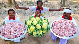 Jamaibabu special Fulkopi amp Potato curry with famous Chicken Curry cooking for village people [upl. by Brod]