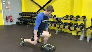 Dumbbell Deficit Curtsy Lunge  Exercise Demo [upl. by Bbor]