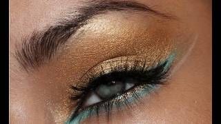 Arabic Gold and Turquoise Eye Makeup [upl. by Anderer]