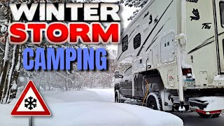 Truck Camping in a Snowstorm 13quot of snow Custom built Rotisserie [upl. by Halas483]