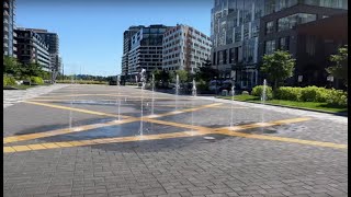 The fountain⛲️at the Dix30 light rail station square fountain square canada quebec brossard [upl. by Asquith817]