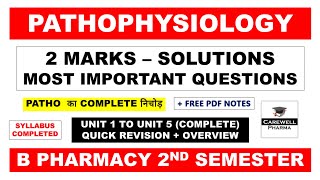 2 Marks Solutions  pathophysiology b pharm 2nd semester important questions  Carewell Pharma [upl. by Harold]